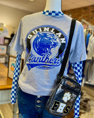 Checkered Blue Vibes Mesh Top