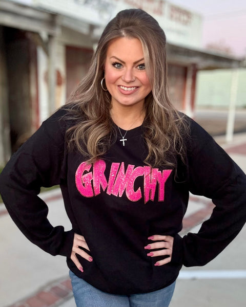Grinchy Sequin Patch Sweatshirt/Hoodie