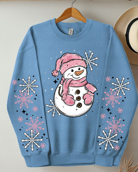 Pink Snow Man with Sleeves Sweatshirt
