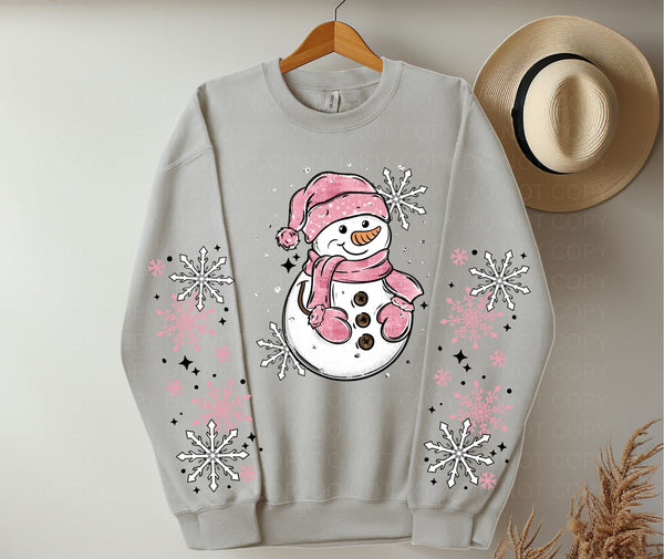 Pink Snow Man with Sleeves Sweatshirt