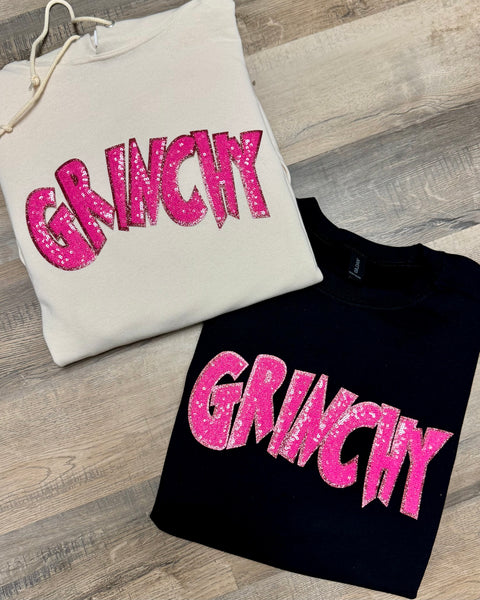 Grinchy Sequin Patch Sweatshirt/Hoodie