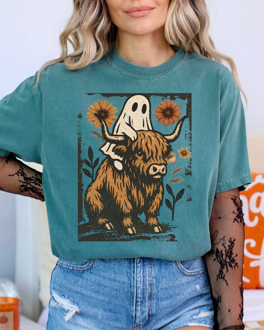 Ghosty Highland Cow Tshirt