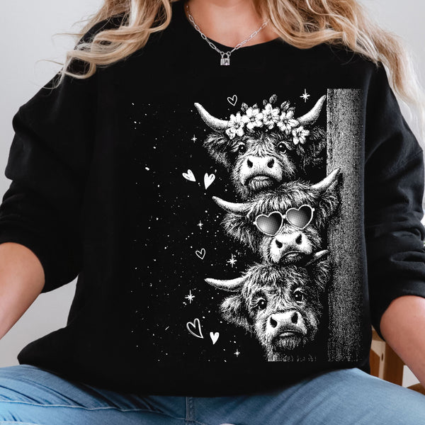 Highland Cow Half Tone Sweatshirt
