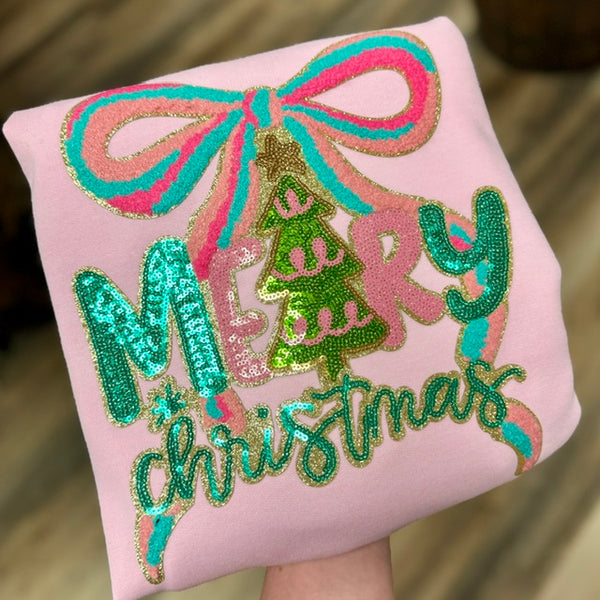 Merry Christmas Sequin and Chenille Sweatshirt