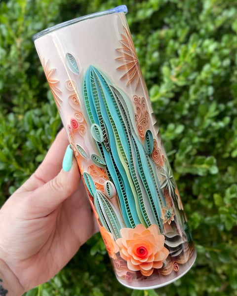 3D Floral Cactus 20oz Tumbler