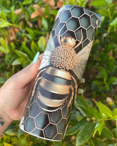 Black and Gold Bee 3D Tumbler