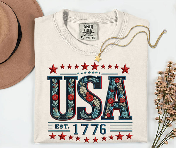USA Faux Embriordy TSHIRT