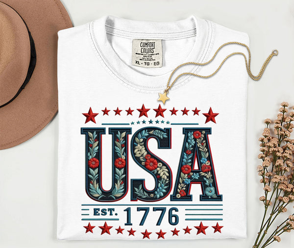 USA Faux Embriordy TSHIRT