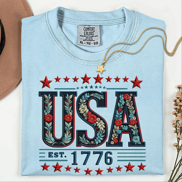 USA Faux Embriordy TSHIRT