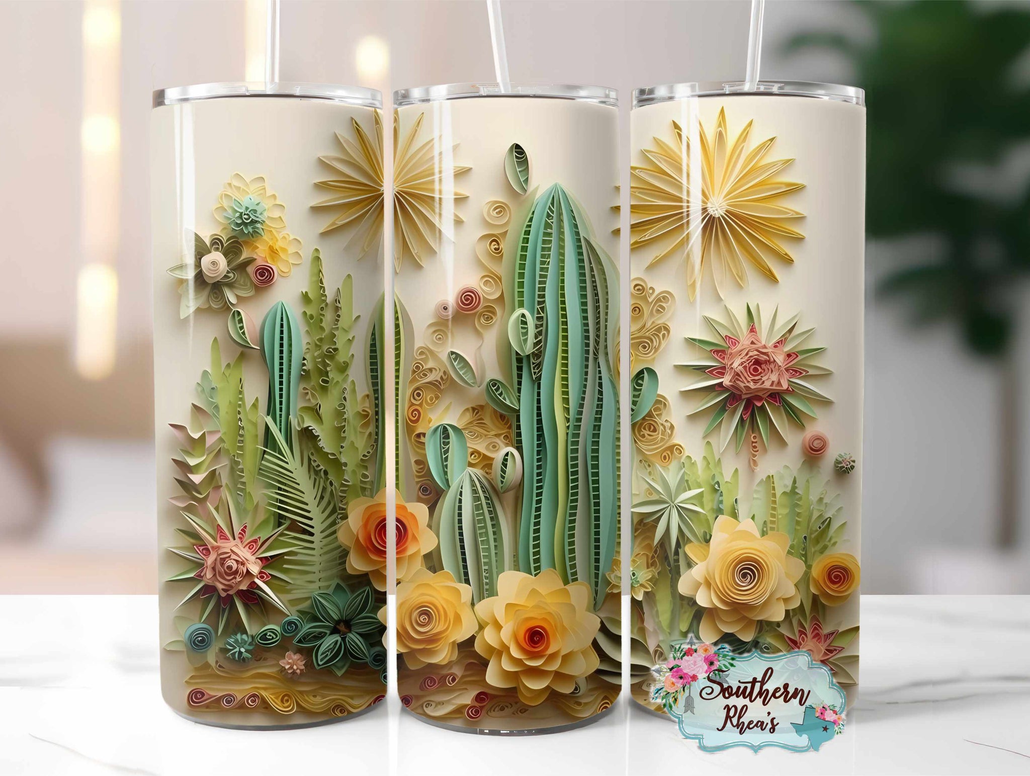 3D Floral Cactus Sublimation Wrap