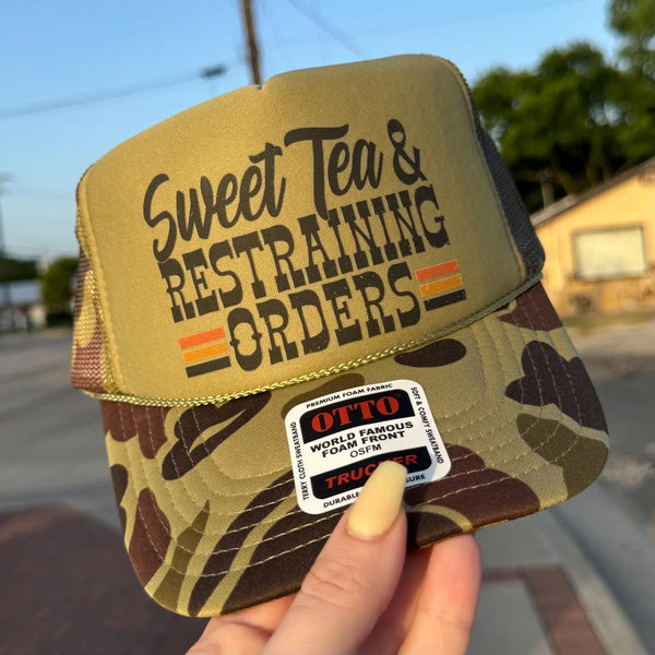 Sweet Tea and Restraining Orders Trucker Hat