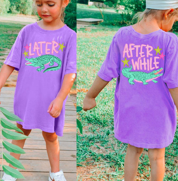 Youth Later Gator Beach Vacation Comfort Colors Tee, Retro Graphic Shirt