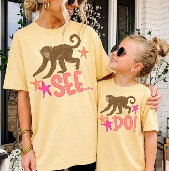 See Monkey Do Matching Shirts, Mommy and Me Matching Graphic Comfort Colors Tee