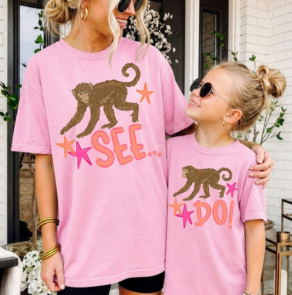 See Monkey Do Matching Shirts, Mommy and Me Matching Graphic Comfort Colors Tee