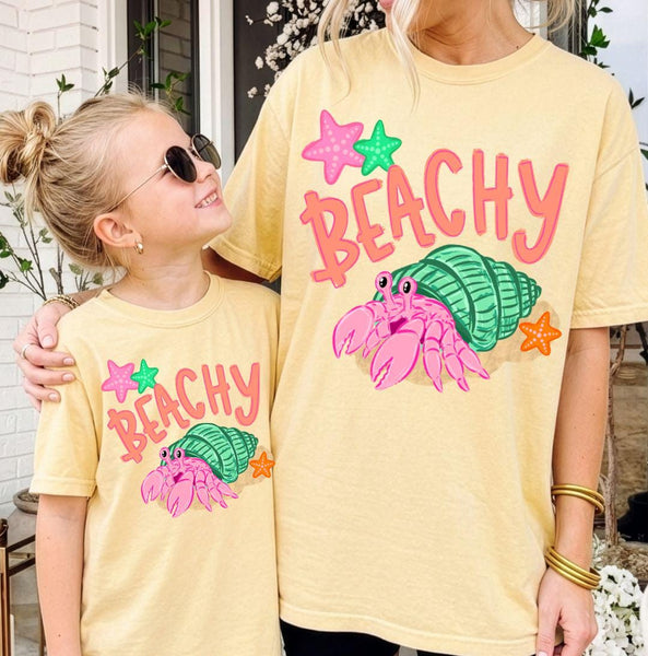 Beachy Comfort Colors Shirt, Mom Mini Matching Beach Graphic Tee, Coastal Summer Vacation