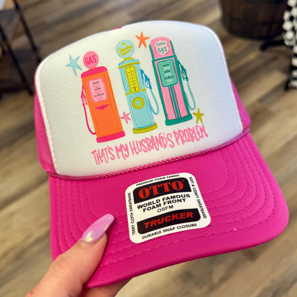 Thats My Husbands Problem Trucker Hat, Funny Gas Foam Snapback, Southern Summer Style