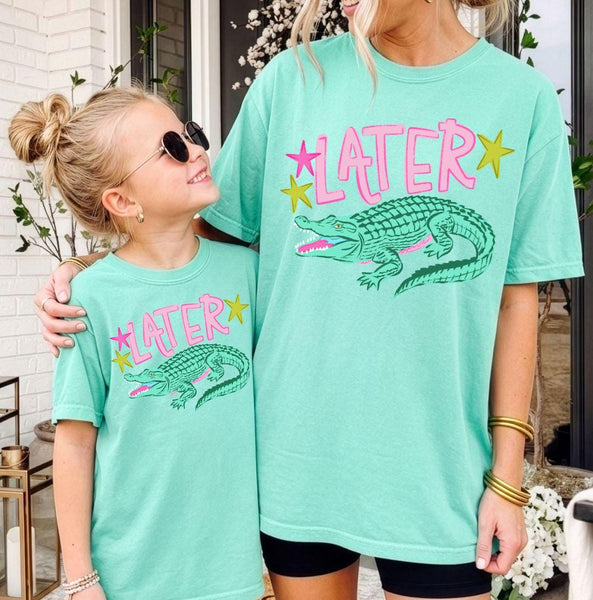 Youth Later Gator Beach Vacation Comfort Colors Tee, Retro Graphic Shirt