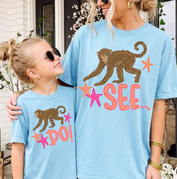 See Monkey Do Matching Shirts, Mommy and Me Matching Graphic Comfort Colors Tee