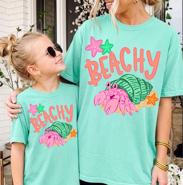 Beachy Comfort Colors Shirt, Mom Mini Matching Beach Graphic Tee, Coastal Summer Vacation
