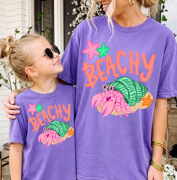 Beachy Comfort Colors Shirt, Mom Mini Matching Beach Graphic Tee, Coastal Summer Vacation