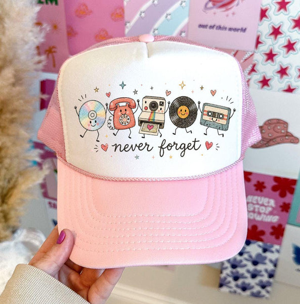 Never Forget Retro 90s Foam Trucker Hat, Vintage Style Hats