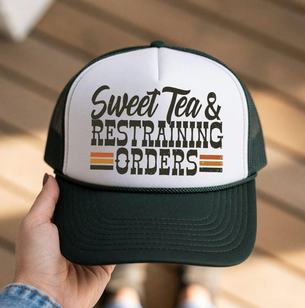 Sweet Tea & Restraining Orders Retro Trucker Hat
