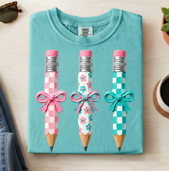 Coquette Pencil Graphic Shirt, Teacher Back to School Comfort Colors Tee, Teacher Gift