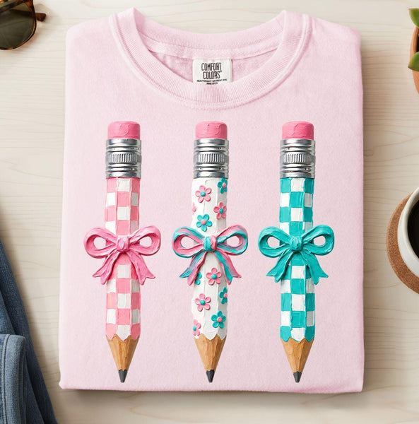 Coquette Pencil Graphic Shirt, Teacher Back to School Comfort Colors Tee, Teacher Gift