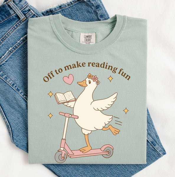 Teacher Goose Reading Graphic Tee, Comfort Colors Shirt, Librarian Gift
