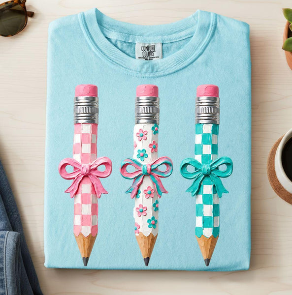 Coquette Pencil Graphic Shirt, Teacher Back to School Comfort Colors Tee, Teacher Gift