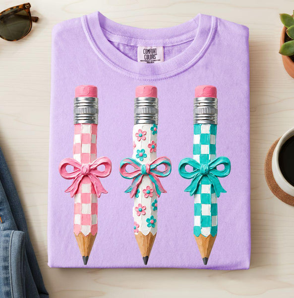 Coquette Pencil Graphic Shirt, Teacher Back to School Comfort Colors Tee, Teacher Gift