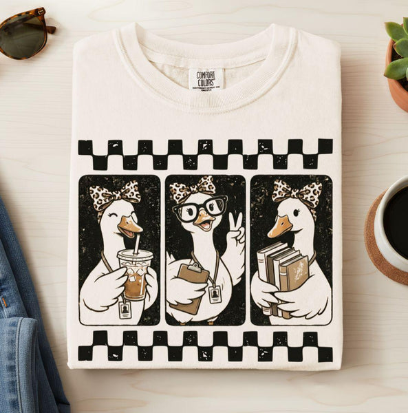 Retro Goose Back to School Graphic Tee, Teacher Comfort Colors Shirt, Teaching Gift