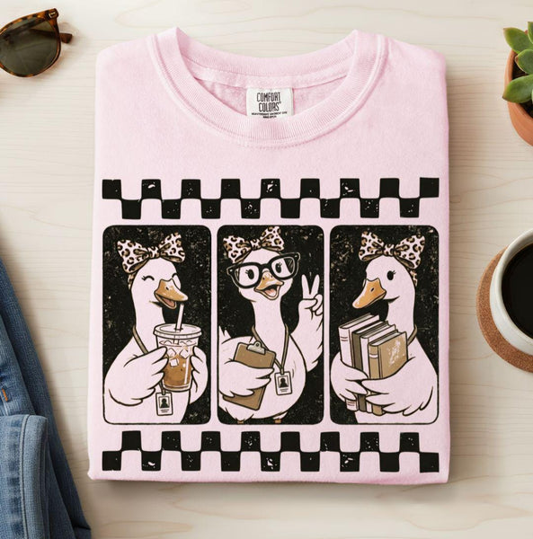 Retro Goose Back to School Graphic Tee, Teacher Comfort Colors Shirt, Teaching Gift