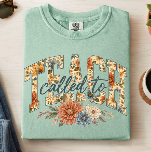 Floral Graphic Tee, Called to Teach Shirt, Comfort Colors Teacher Apparel