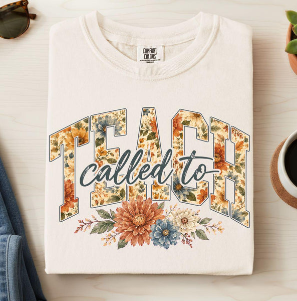 Floral Graphic Tee, Called to Teach Shirt, Comfort Colors Teacher Apparel
