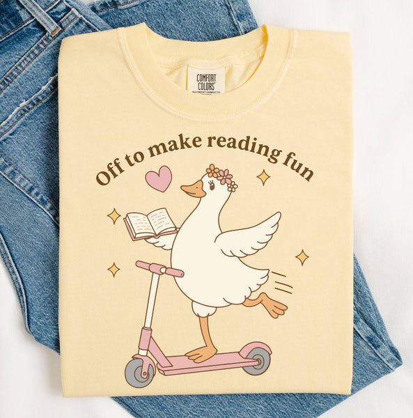 Teacher Goose Reading Graphic Tee, Comfort Colors Shirt, Librarian Gift