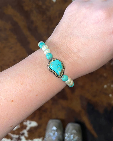 Turquoise Glam Beaded Bracelet